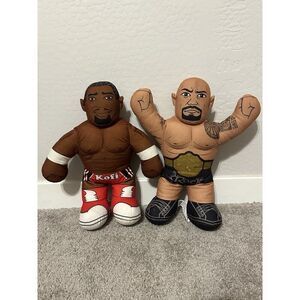 The Rock & Kofi Kingston Brawling Buddies Plush Doll 2012 16" WWE Tested & Work